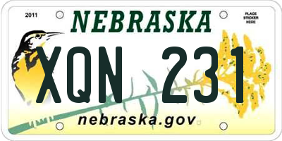 NE license plate XQN231