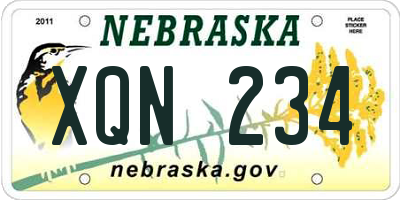NE license plate XQN234