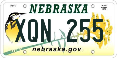 NE license plate XQN255