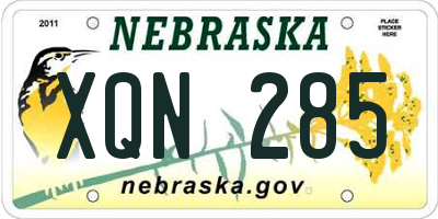 NE license plate XQN285