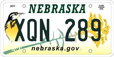 NE license plate XQN289