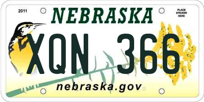 NE license plate XQN366