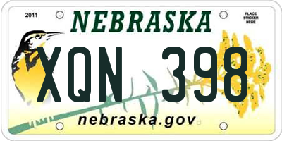 NE license plate XQN398