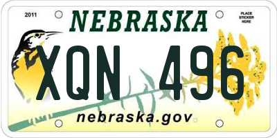 NE license plate XQN496