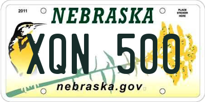 NE license plate XQN500