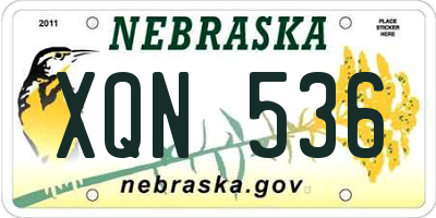 NE license plate XQN536