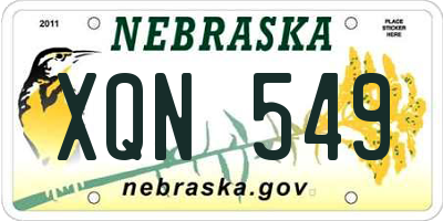 NE license plate XQN549
