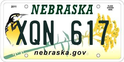 NE license plate XQN617