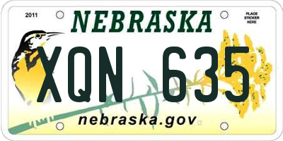 NE license plate XQN635