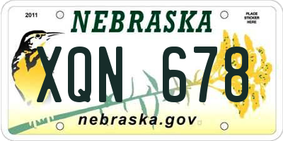 NE license plate XQN678