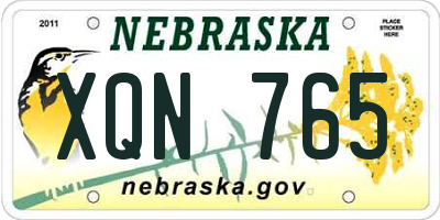 NE license plate XQN765