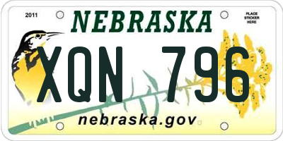 NE license plate XQN796