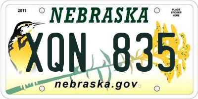 NE license plate XQN835