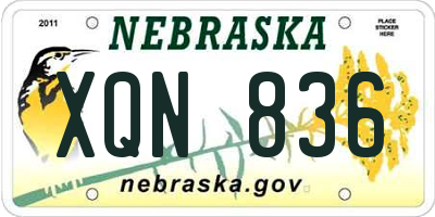 NE license plate XQN836