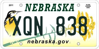 NE license plate XQN838