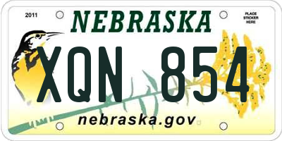 NE license plate XQN854