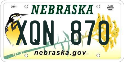 NE license plate XQN870