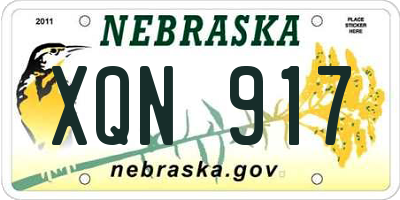 NE license plate XQN917