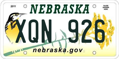 NE license plate XQN926