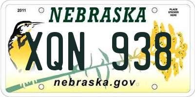 NE license plate XQN938