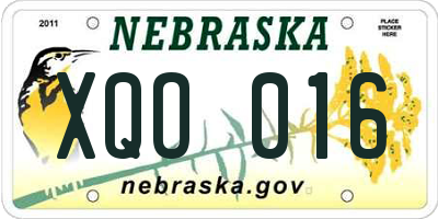 NE license plate XQO016