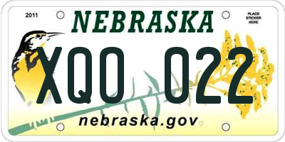 NE license plate XQO022