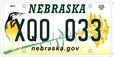 NE license plate XQO033
