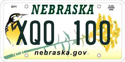 NE license plate XQO100