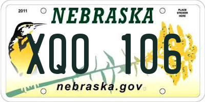 NE license plate XQO106
