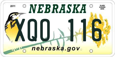 NE license plate XQO116