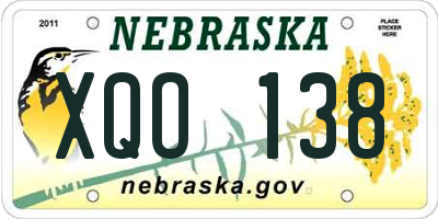 NE license plate XQO138