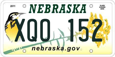 NE license plate XQO152