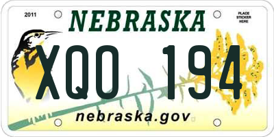 NE license plate XQO194