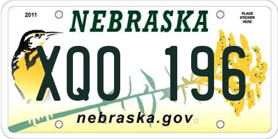 NE license plate XQO196