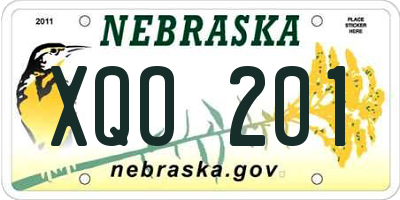 NE license plate XQO201