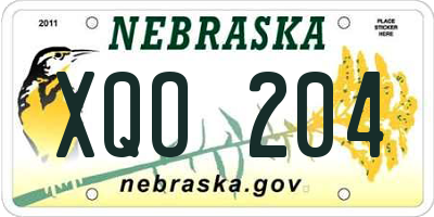 NE license plate XQO204
