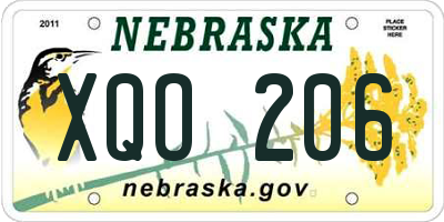 NE license plate XQO206