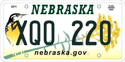 NE license plate XQO220