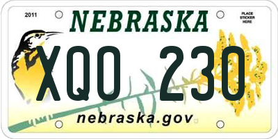NE license plate XQO230