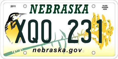 NE license plate XQO231