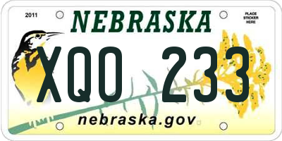 NE license plate XQO233
