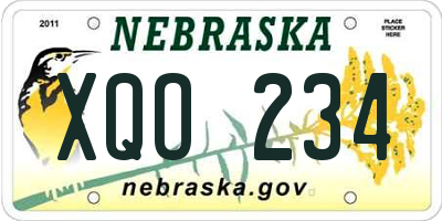 NE license plate XQO234