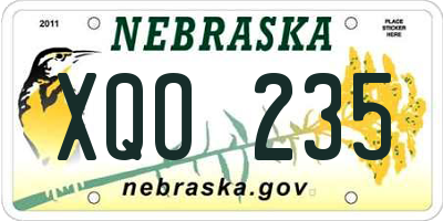 NE license plate XQO235
