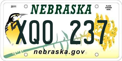 NE license plate XQO237