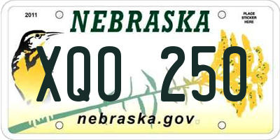NE license plate XQO250