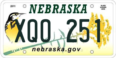 NE license plate XQO251