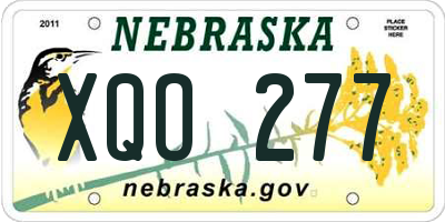 NE license plate XQO277