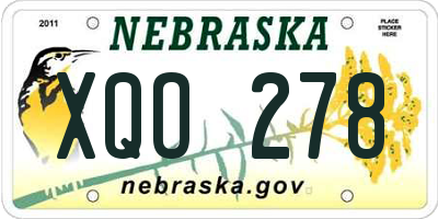 NE license plate XQO278