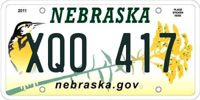 NE license plate XQO417