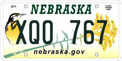 NE license plate XQO767